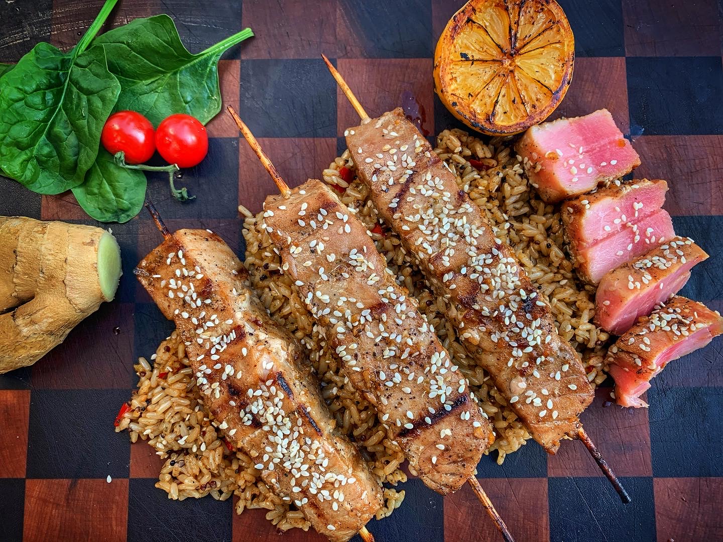 Pizza Oven Grilled Teriyaki tuna skewers Grill Hunters